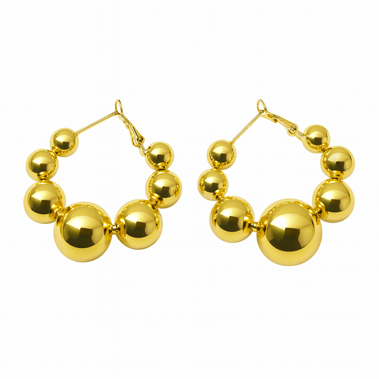 Group of small beads gold hoops earring