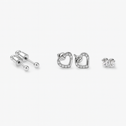 Heart shape small silver colour stud earring