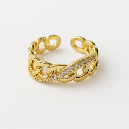 Cuban chain diamond ring