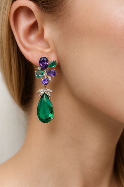 Luxury Earring With Light Blue Diamonds Dangle Earring