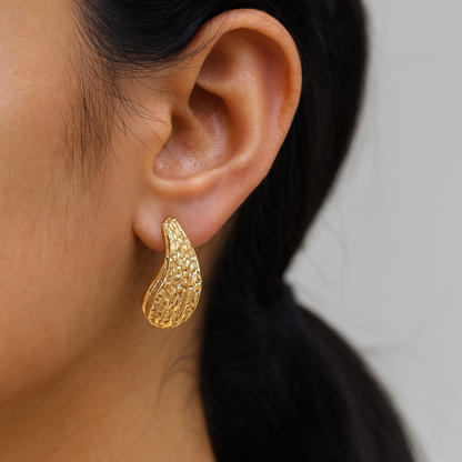 Half circle tear drop stud earring