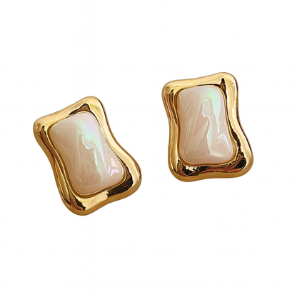 Mother of pearl rectangle stud earring