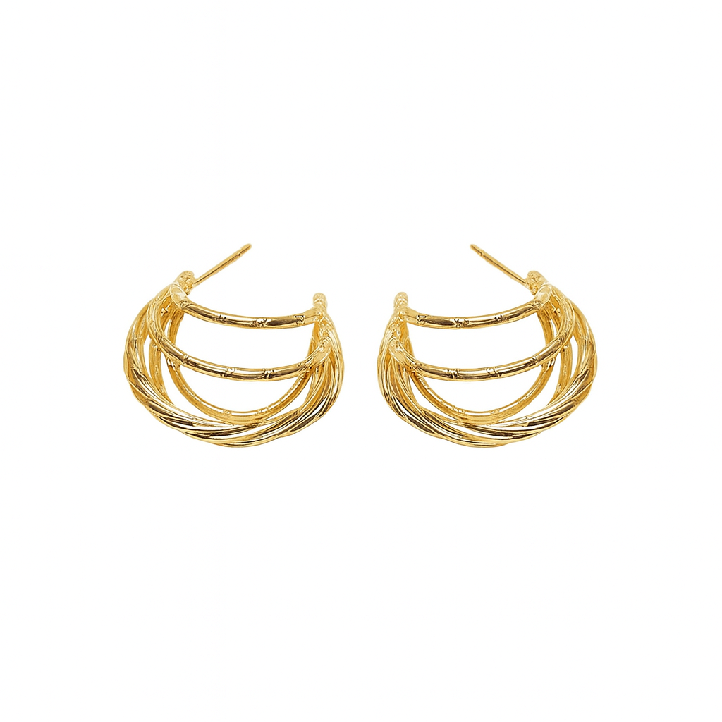 Multi layer design  C shaped earring