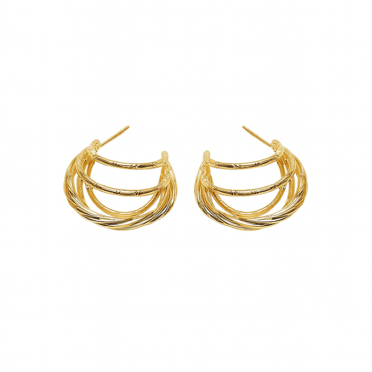 Multi layer design  C shaped earring