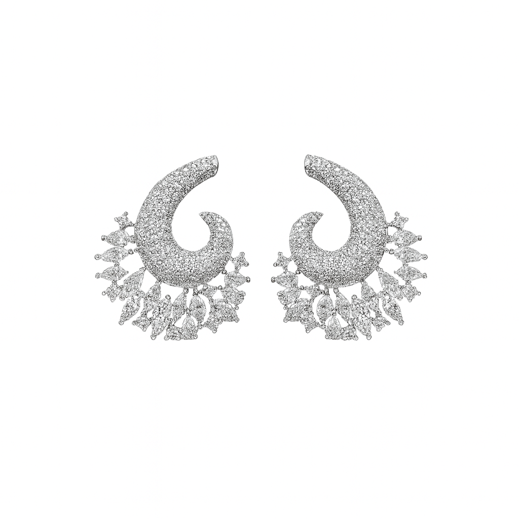 New European style full diamond ear spike earring for girls