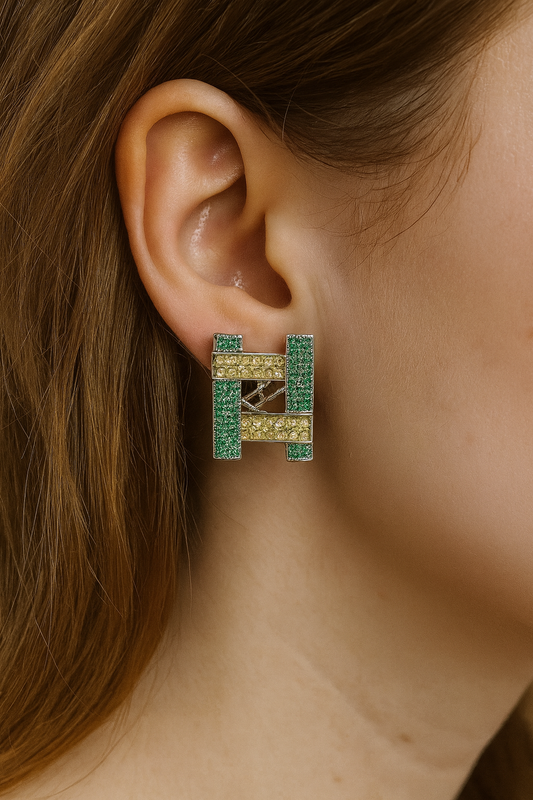 New style multi colour cubic diamonds stud earring