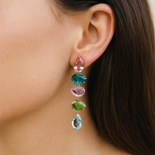 Multi Colour With Four Layer Dangle Earring