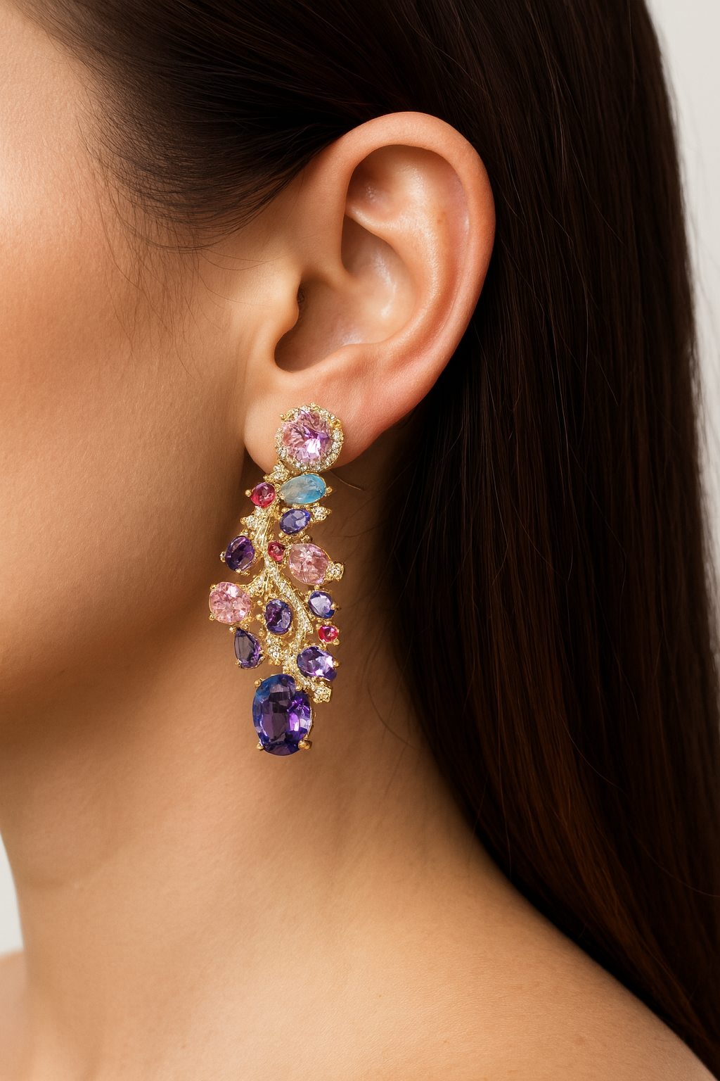 Multi Diamonds Luxuary Fashion Dangle Earring