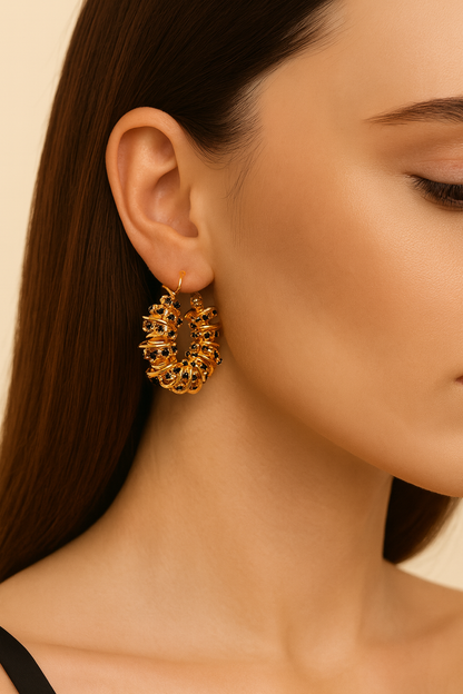 Multi Ring Type Gold Plated Fashionable Earring