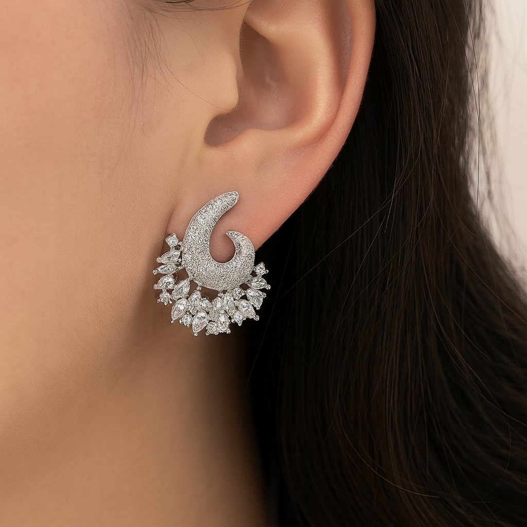 New European style full diamond ear spike earring for girls