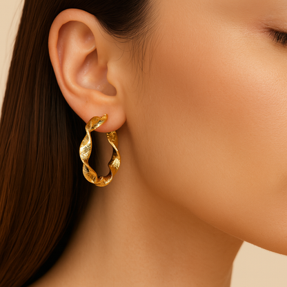 Zig Zak  golden dangle earring