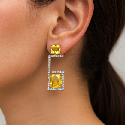 yellow Citrine  6 no design dangle