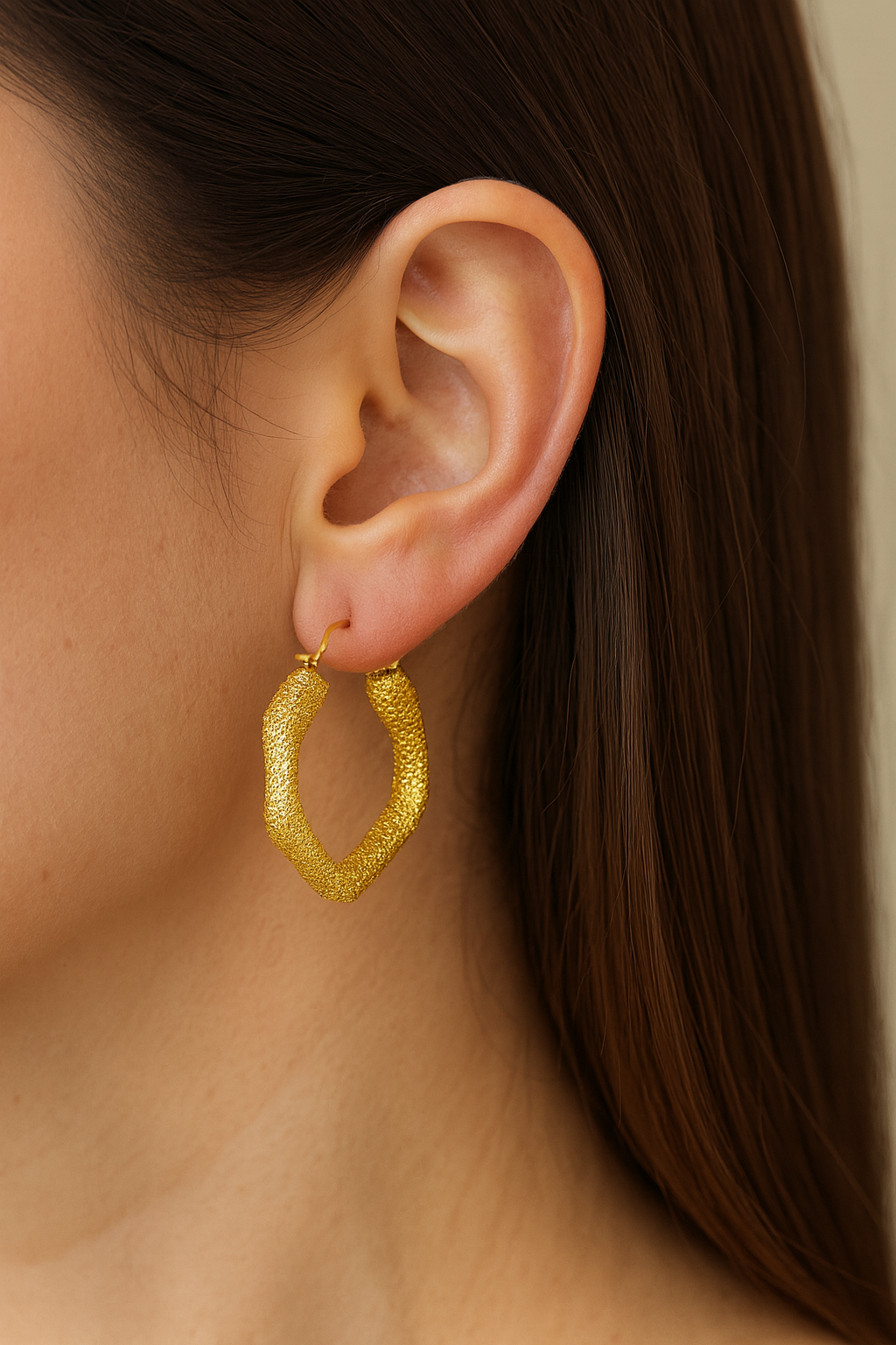 Golden Trendy Hollow Metal Hoop Earring