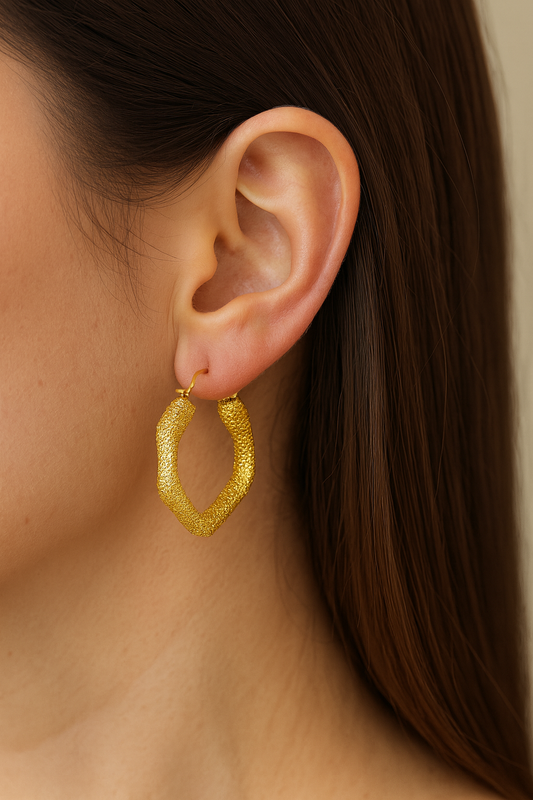 Golden Trendy Hollow Metal Hoop Earring