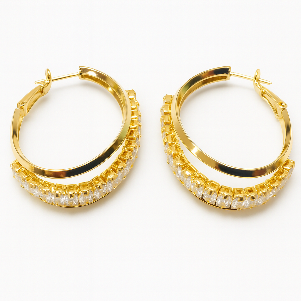 Golden shiny crystal earring hoop