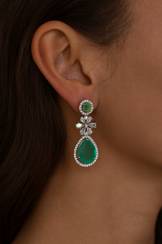 Green Diamond Sparkle Earrings