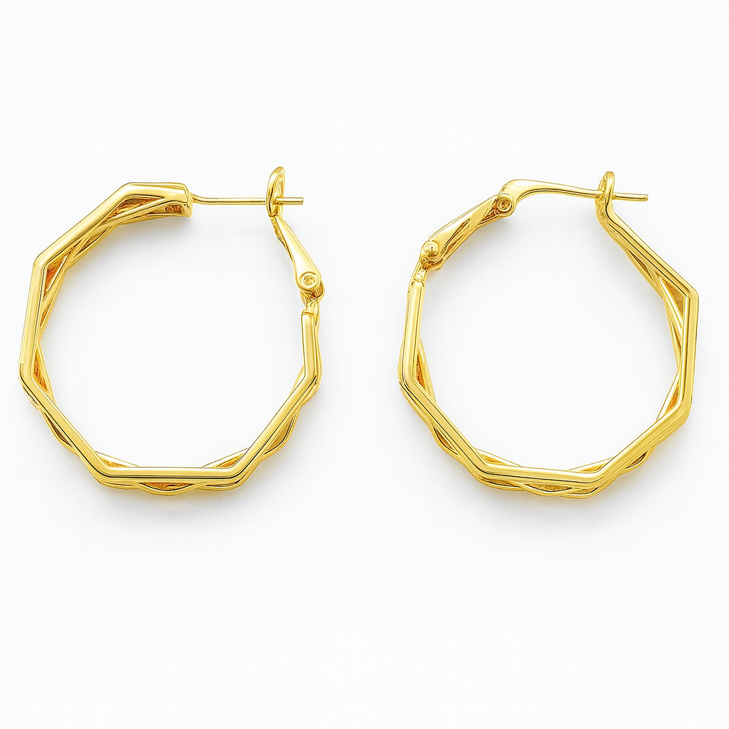 Zigzag shape gold earring