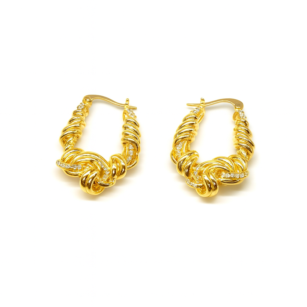 Twisted Retro Big Chunky Flower Hoop Earrings