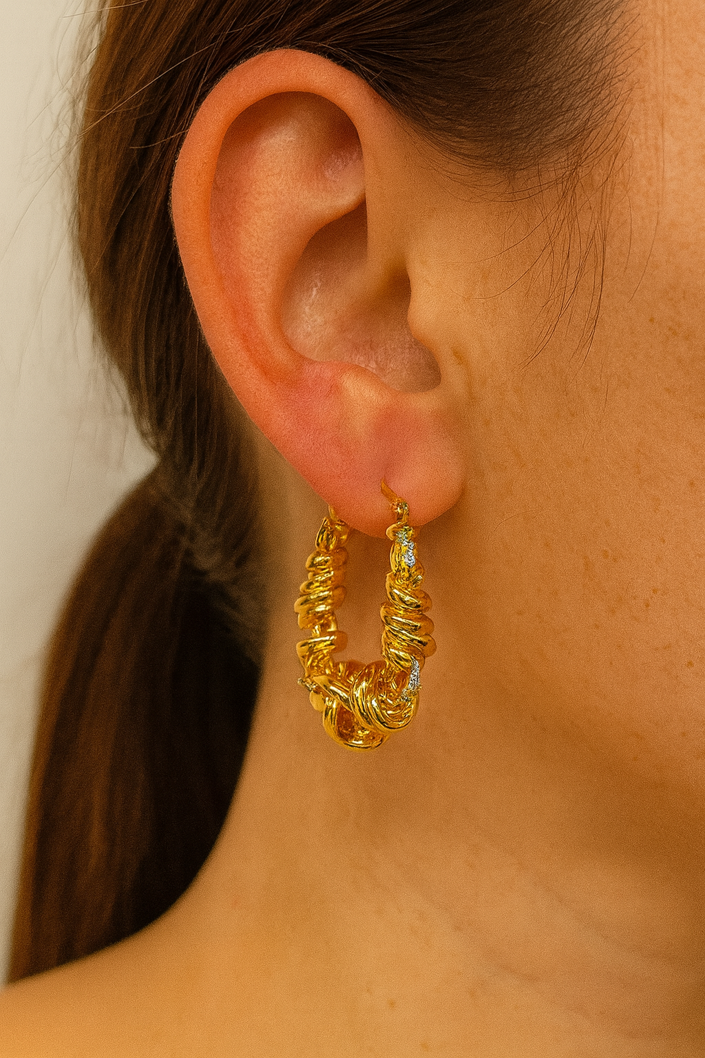 Twisted Retro Big Chunky Flower Hoop Earrings
