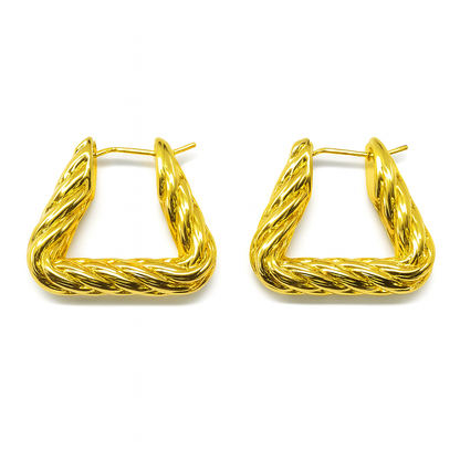 Twist triangle gold earring