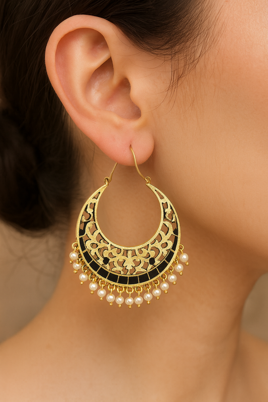 Traditional Round Black hoop earring