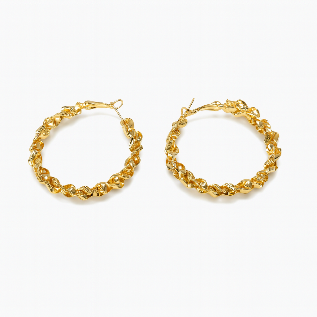 Spiral gold hoops earring