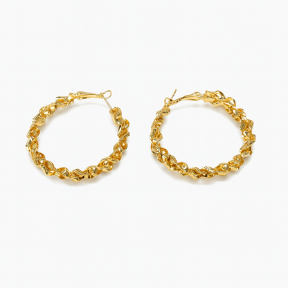 Spiral gold hoops earring
