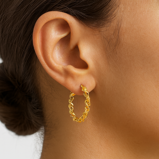 Spiral gold hoops earring