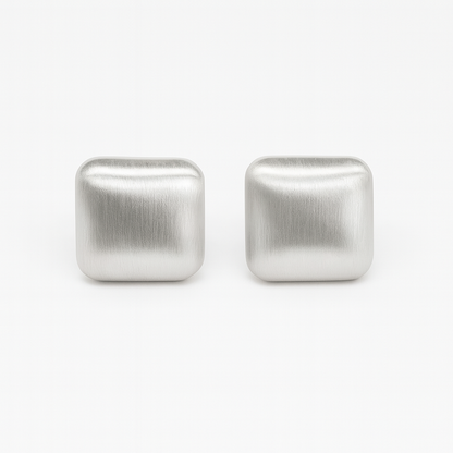 Square Shape Simple Sliver Plated Stud Earring