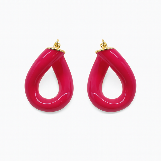 Pink Colour Water Drop Style Stud Earring