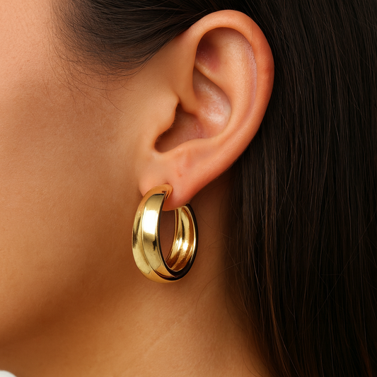 Plain simple gold hoops earring