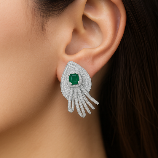 Radiant Emerald Gemstone Earrings