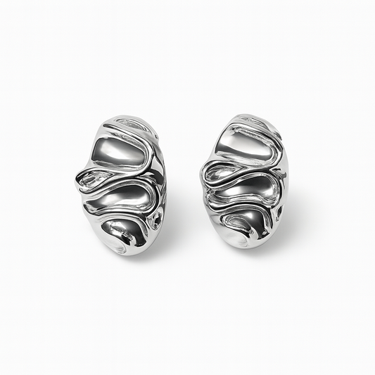 Simple Style Silver Plated Wavy Pattern Earrings
