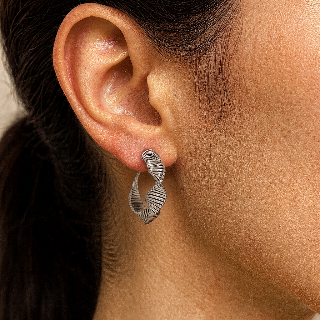 Silver Plated Twisted Loop Earring