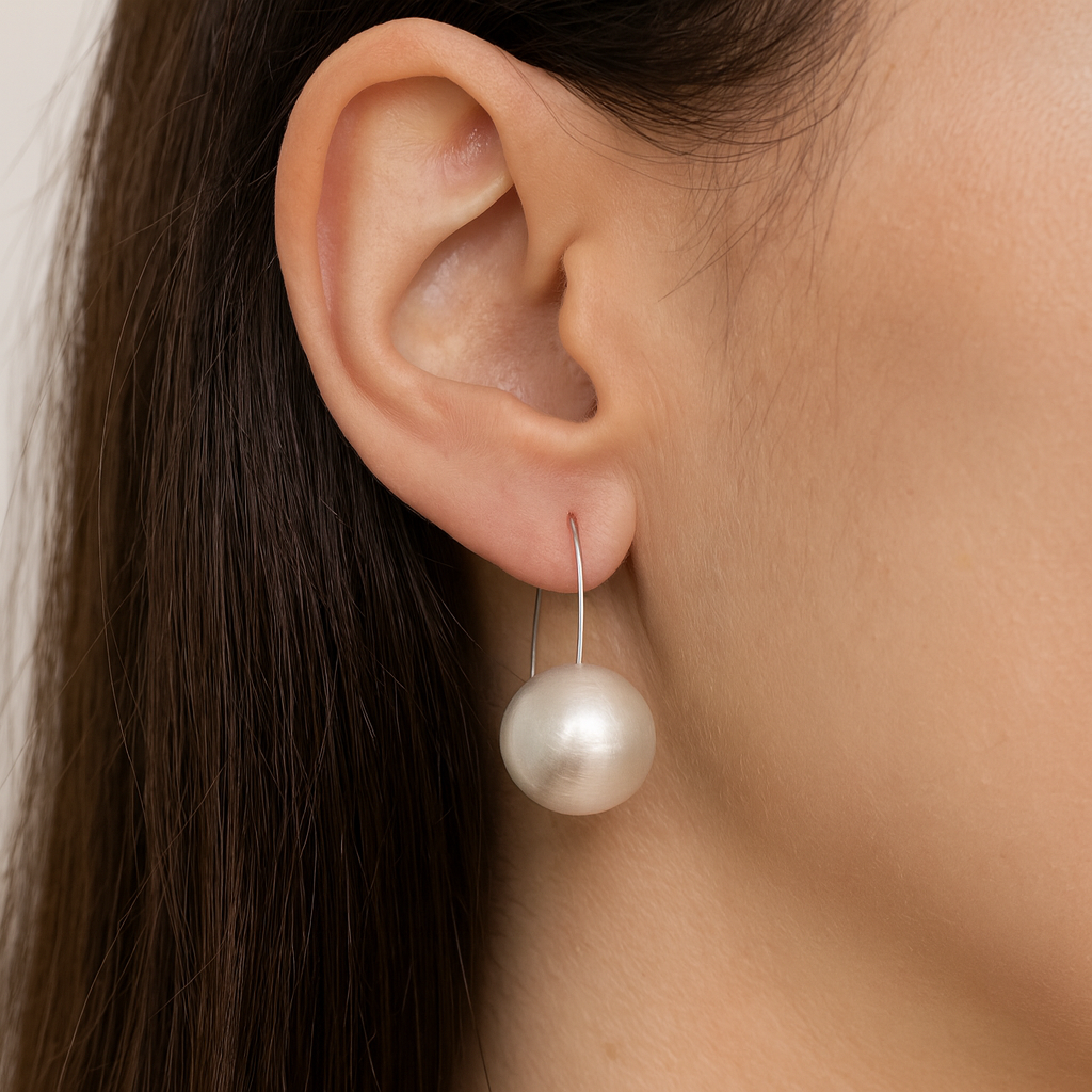 Silver Plated Ball Drop Ear Spike Earring