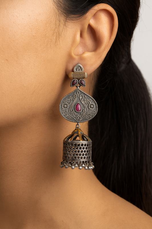 Silver oxidized  earring