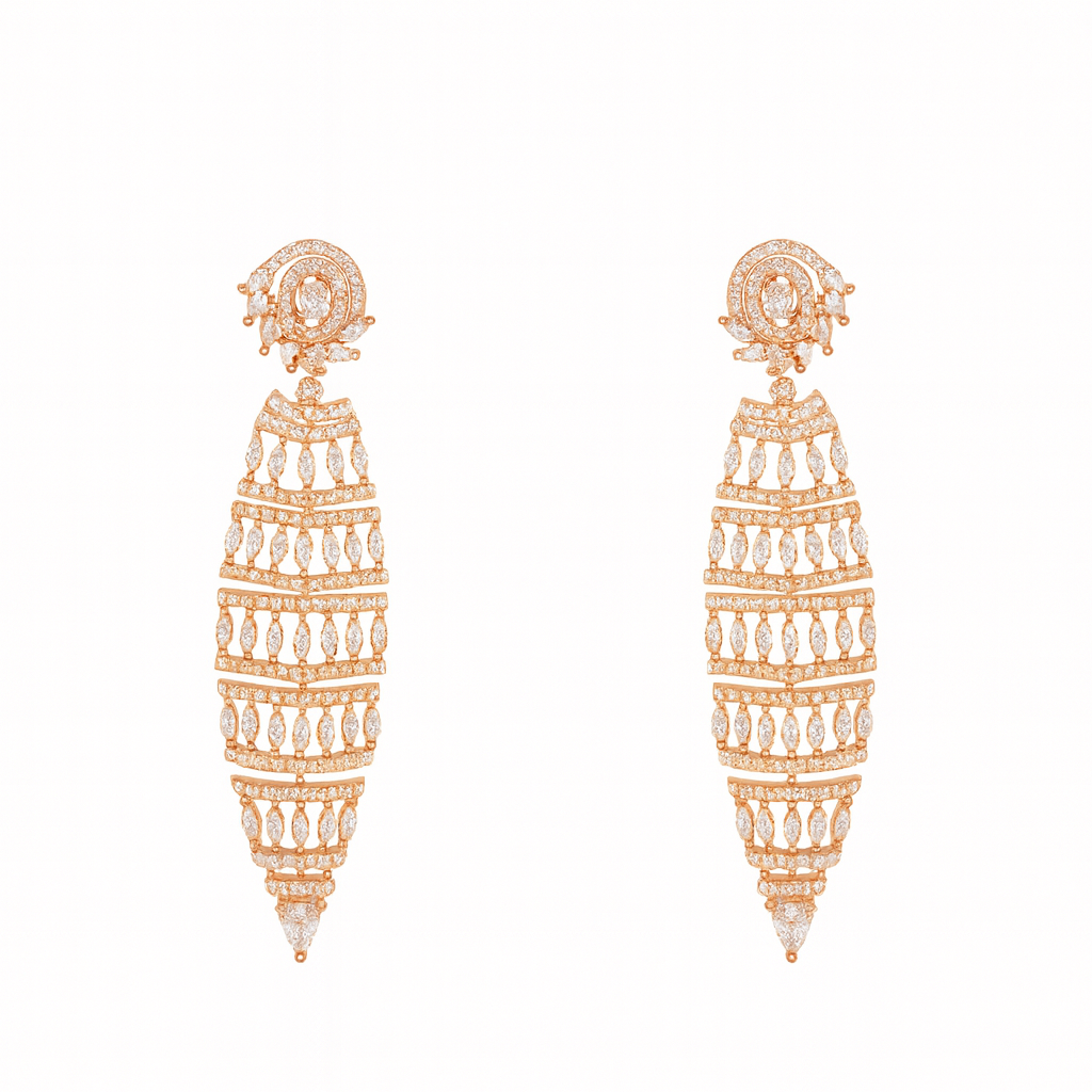 Rose gold platted tassel long earring