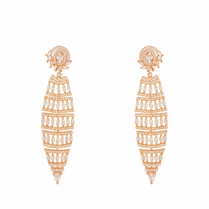 Rose gold platted tassel long earring