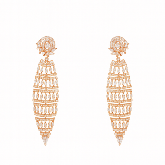 Rose gold platted tassel long earring