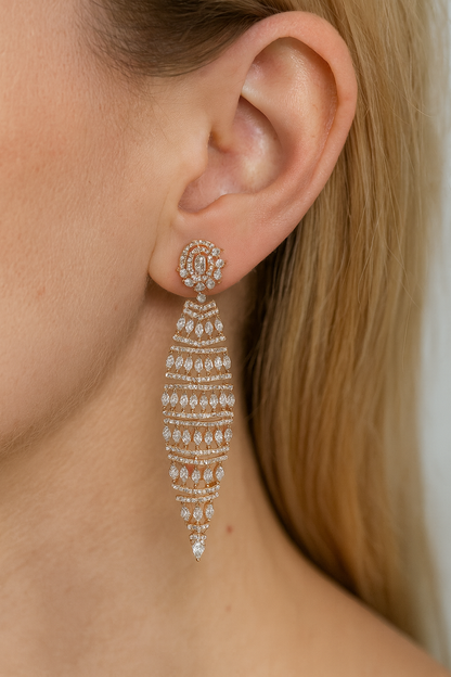 Rose gold platted tassel long earring