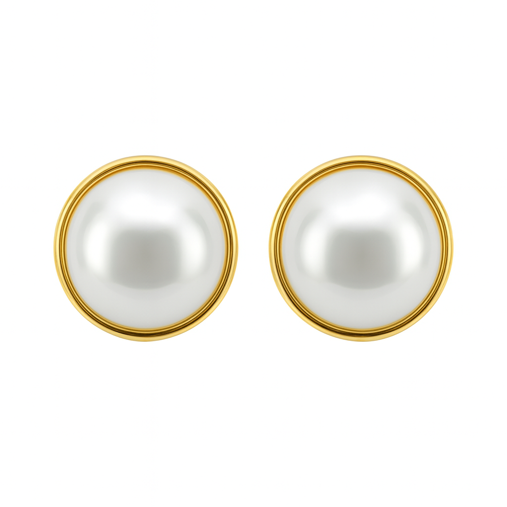 Round pearl stud earring