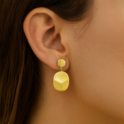 Round Pendant Style Double Layer Earring