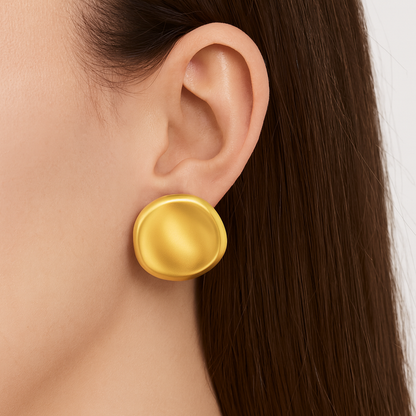 Round Shape Button Stud Earring