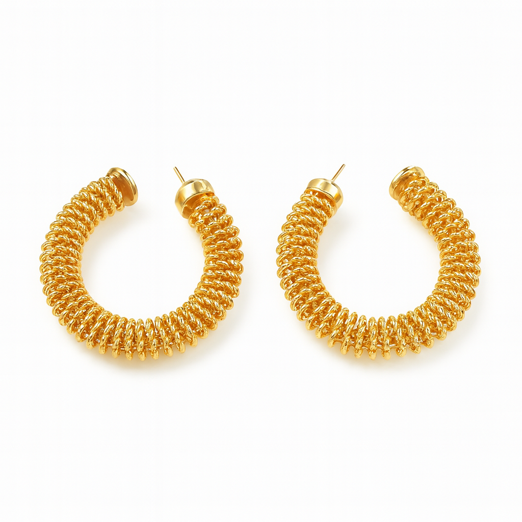 Routed golden spring dangle earring