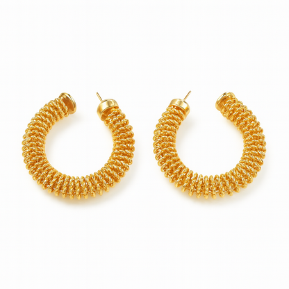 Routed golden spring dangle earring