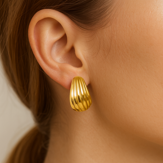 Shell shape gold platted earring