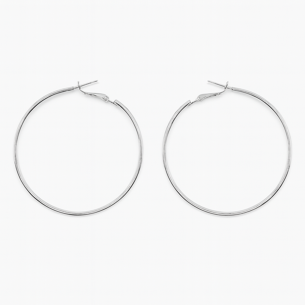 Shiny silver big hoop earring