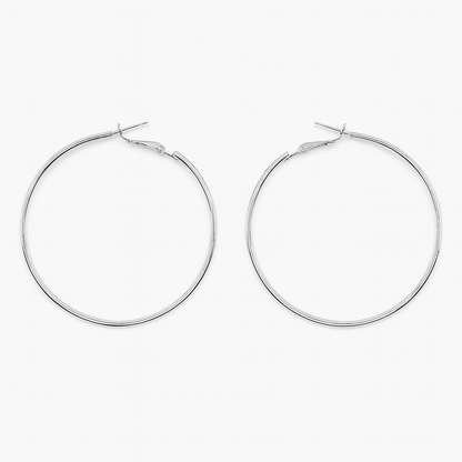 Shiny silver big hoop earring