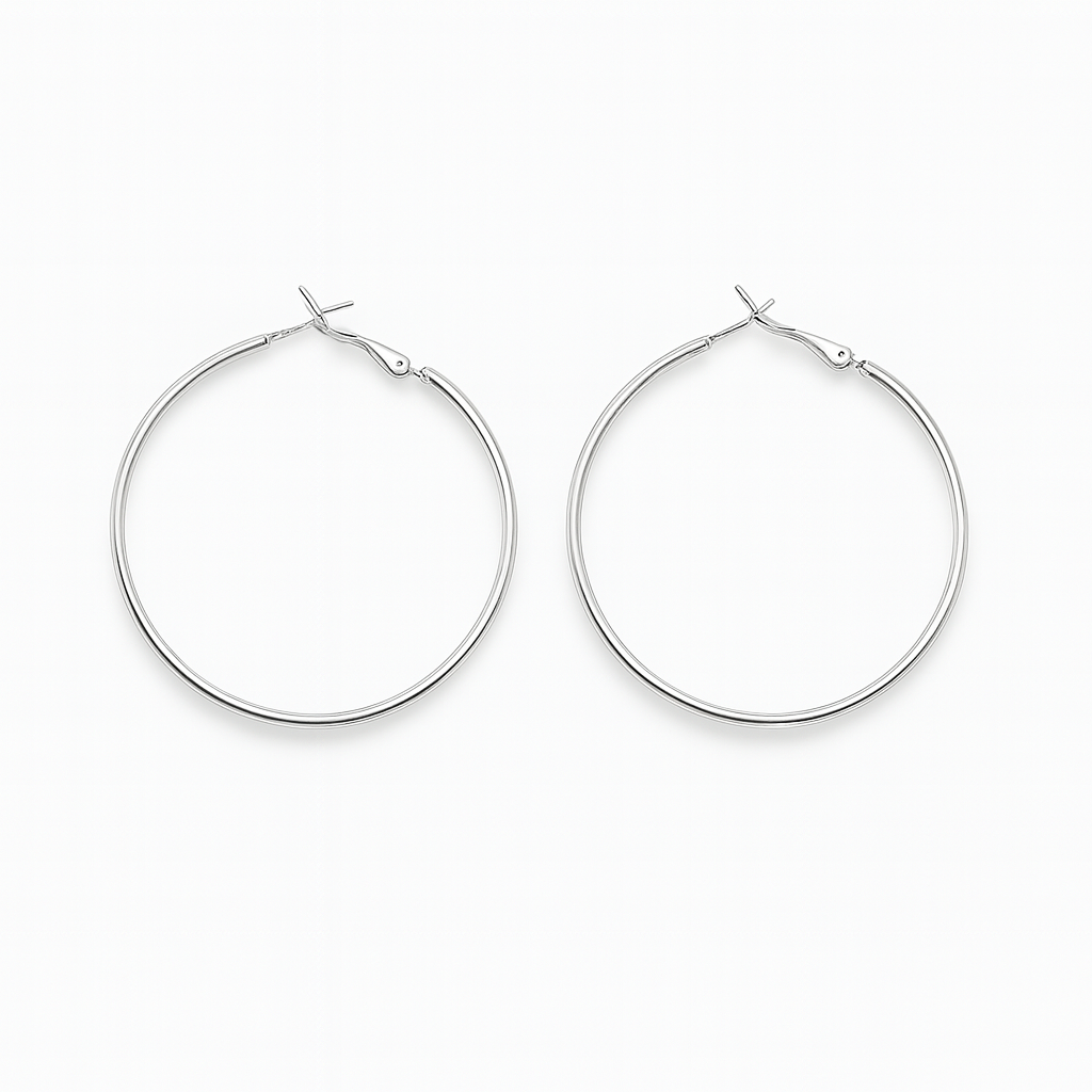 Silver big hoop dangle earring