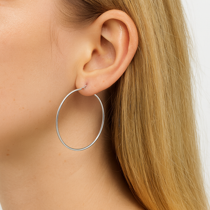 Silver big hoop dangle earring